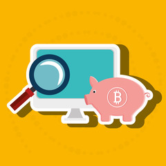 laptop search bit coin vector illustration eps 10