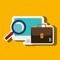 laptop search bit coin vector illustration eps 10