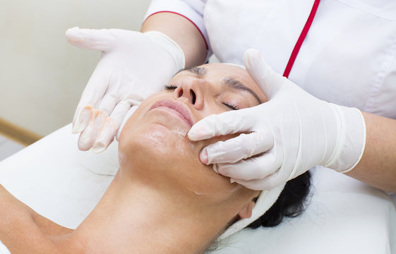 process of massage and facials in beauty salon