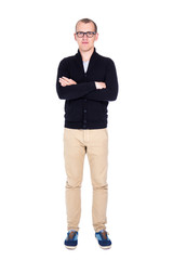 full length portrait of young handsome man student or office wor