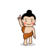 Baby Buddha born vector illustration. Isolated on white background.