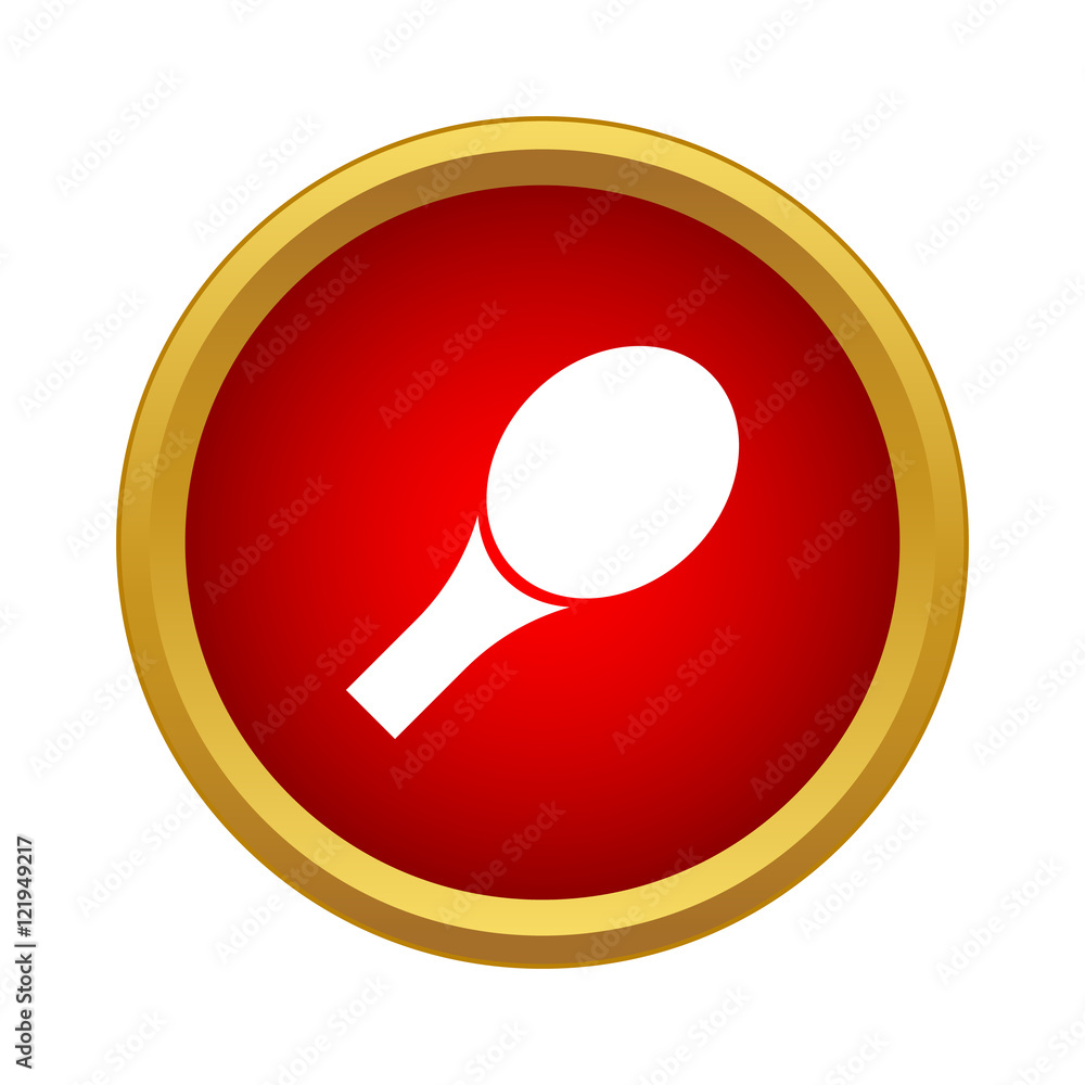 Poster racket for table tennis icon in simple style in red circle. sport symbol