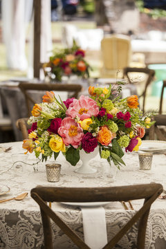 floral arrangement for wedding reception