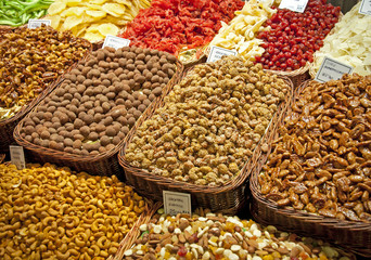 Mix of different dried fruits
