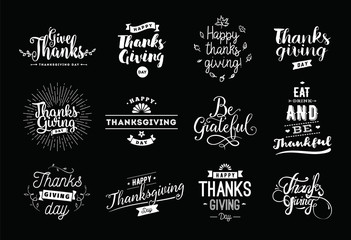 Thanksgiving day typography set.