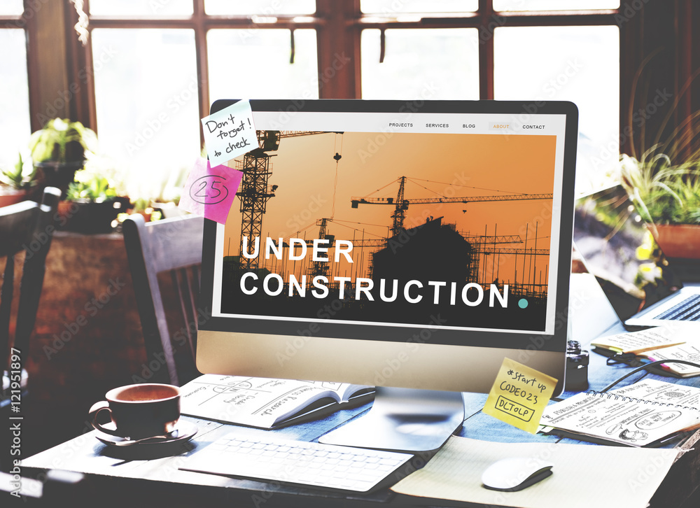 Poster under construction building architecture concept