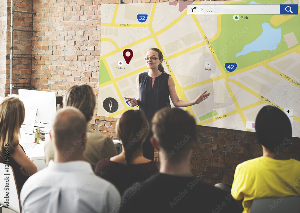 Poster map location information web layout concept