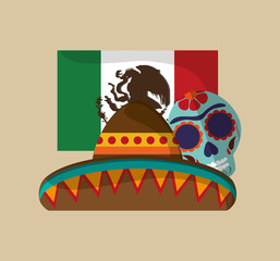 sombrero with mexican culture related icons image vector illustration