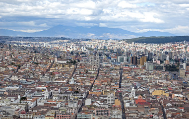 High view of the city of Quito, Ecuador, Southamerica