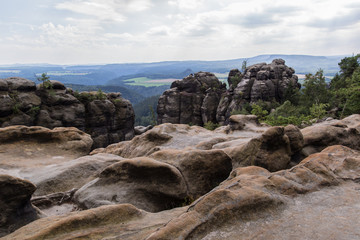 Beautifully shaped sandstone, landscape Reitsteig, National Park Saxon Switzerland