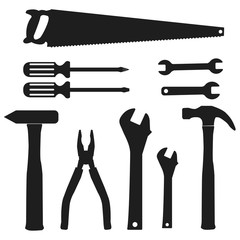 Construction tool collection.vector silhouette