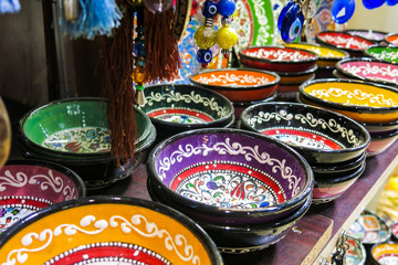 Classical Turkish ceramics on the Istanbul Grand Bazaar.