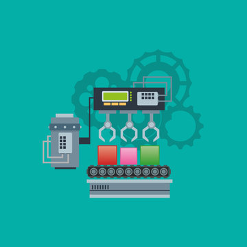 flat design industrial machine with gears image vector illustration