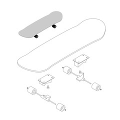 Skateboard structure. Board for skiing specification circuit. Tr