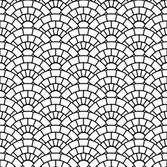Vector seamless texture. Modern abstract background. Monochrome geometrical pattern with repeating circular tiles.