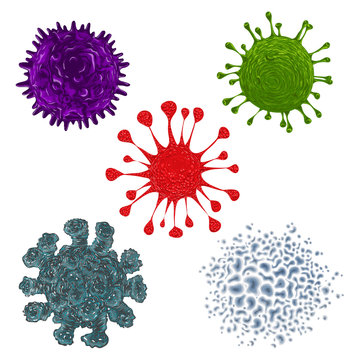 Collection of microbes and viruses. Hand drawn vector illustration.