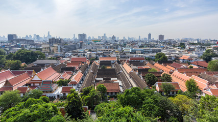 Fototapeta na wymiar View of Wat Saket Buddhist temple Golden Mount in Bangkok, Thailand