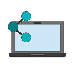 flat design computer and connection  icon vector illustration