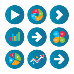 Arrow icons. Next navigation signs symbols.