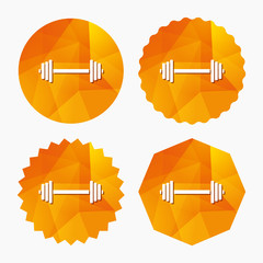 Barbell sign icon. Muscle lifting symbol.