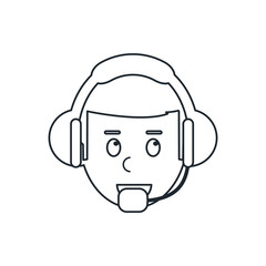 Operator man with headphone icon. Call center and technical service theme. Isolated design. Vector illustration