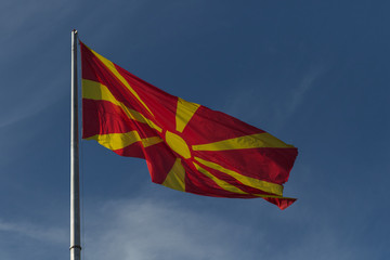 Republic of Macedonia flag on the mast