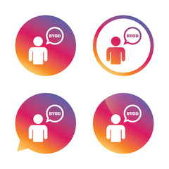 Fototapeta premium BYOD sign icon. Bring your own device symbol.