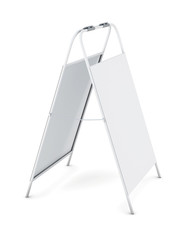 White advertising stand isolated on white background. 3d renderi