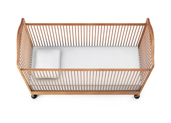 Baby cot isolated on white background. 3d rendering