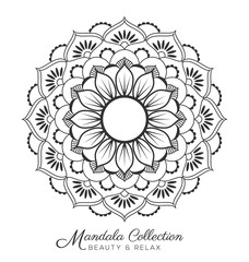 mandala decorative ornament design for coloring page, greeting card, invitation, tattoo, yoga and spa symbol. Vector illustration