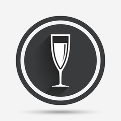 Glass of champagne sign icon. Alcohol drink.