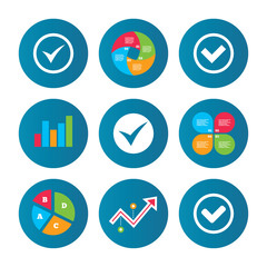 Check signs. Checkbox confirm icons.