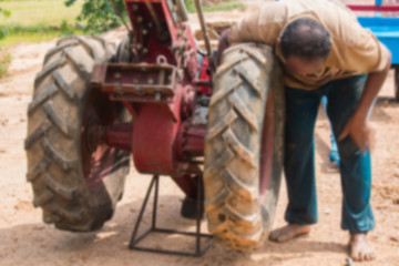 Obraz premium soft blur agriculturist repair Pushcart