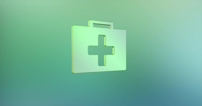 Animated First Aid Medical Kit Color 3d Icon Loop Modules for edit with alpha matte
