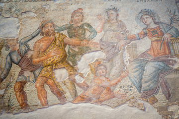 Famous roman Paphos Mosaics, Cyprus