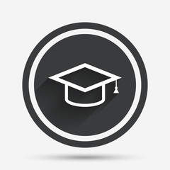Graduation cap sign icon. Education symbol.