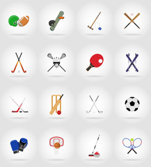 sport equipment flat icons illustration