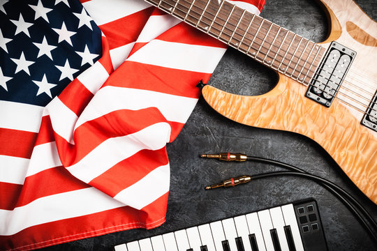 Electric guitar on grey background