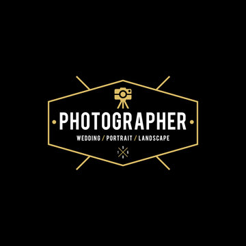 Set of Photography Logo Design Templates. Photography Retro Badges and Labels. Black and Golden Colors. Wedding Photography. Photo Studio. Camera Shop.