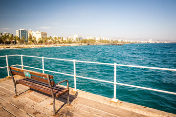Mediterranean coast in Limassol, Cyprus