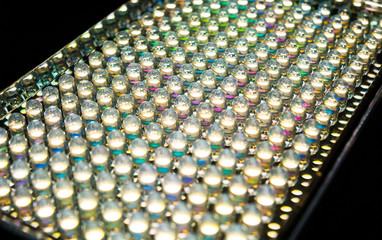 Selective focus at low position of led diode panel colourfull