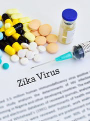 Drugs for Zika virus treatment, blurred text