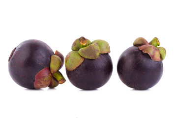 Mangosteens Queen of fruits, ripe mangosteen fruit isolated on w