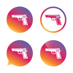 Gun sign icon. Firearms weapon symbol.
