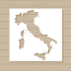 stencil template of Italy map on wooden background