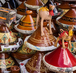 Ceramic utensil on Moroccan market, tajines