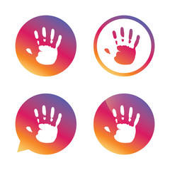 Hand print sign icon. Stop symbol.