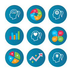 Head with brain icon.Female woman symbols.