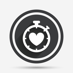 Heart Timer sign icon. Stopwatch symbol.