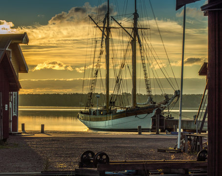 Old boat in the shipyard